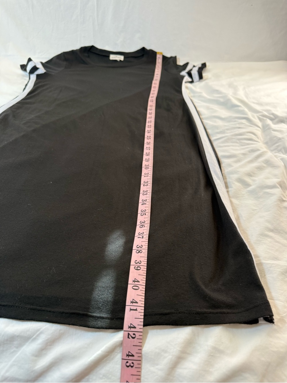 Derek Heart Black T-shirt Dress with White Side Stripes - Picture 3 of 9